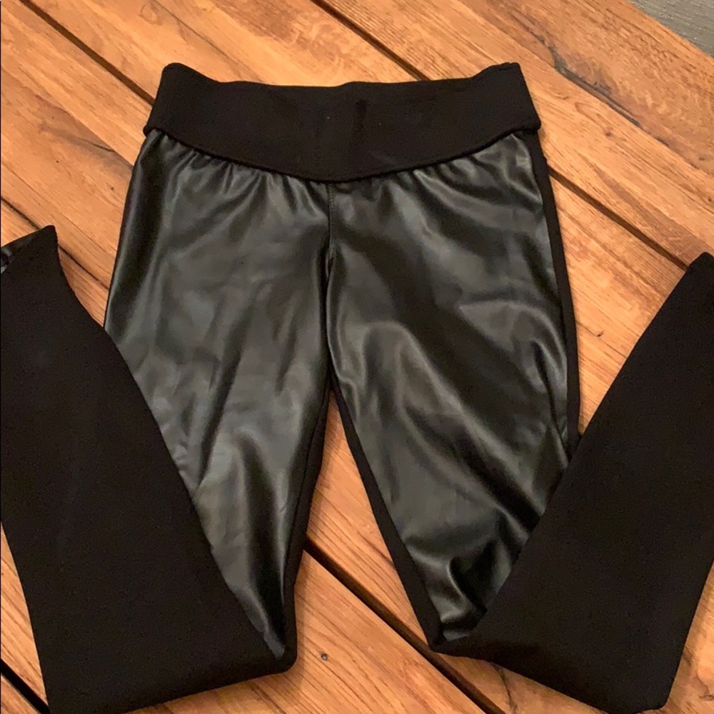 Zara black leather front leggings